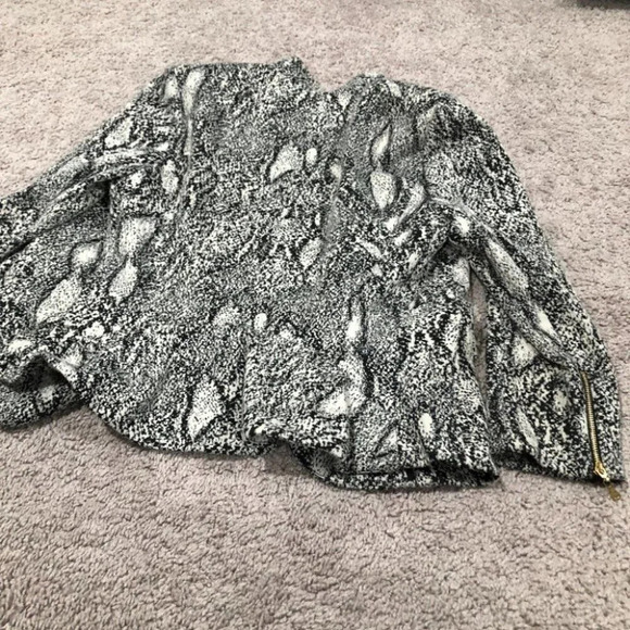Rebecca Taylor Black and White Snake Skin Print Knit Blazer Size 4 - Picture 3 of 9